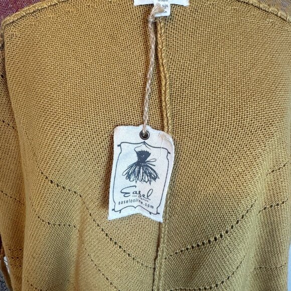 Easel One Size Boho Poncho Sweater Cardigan. - Picture 6 of 8